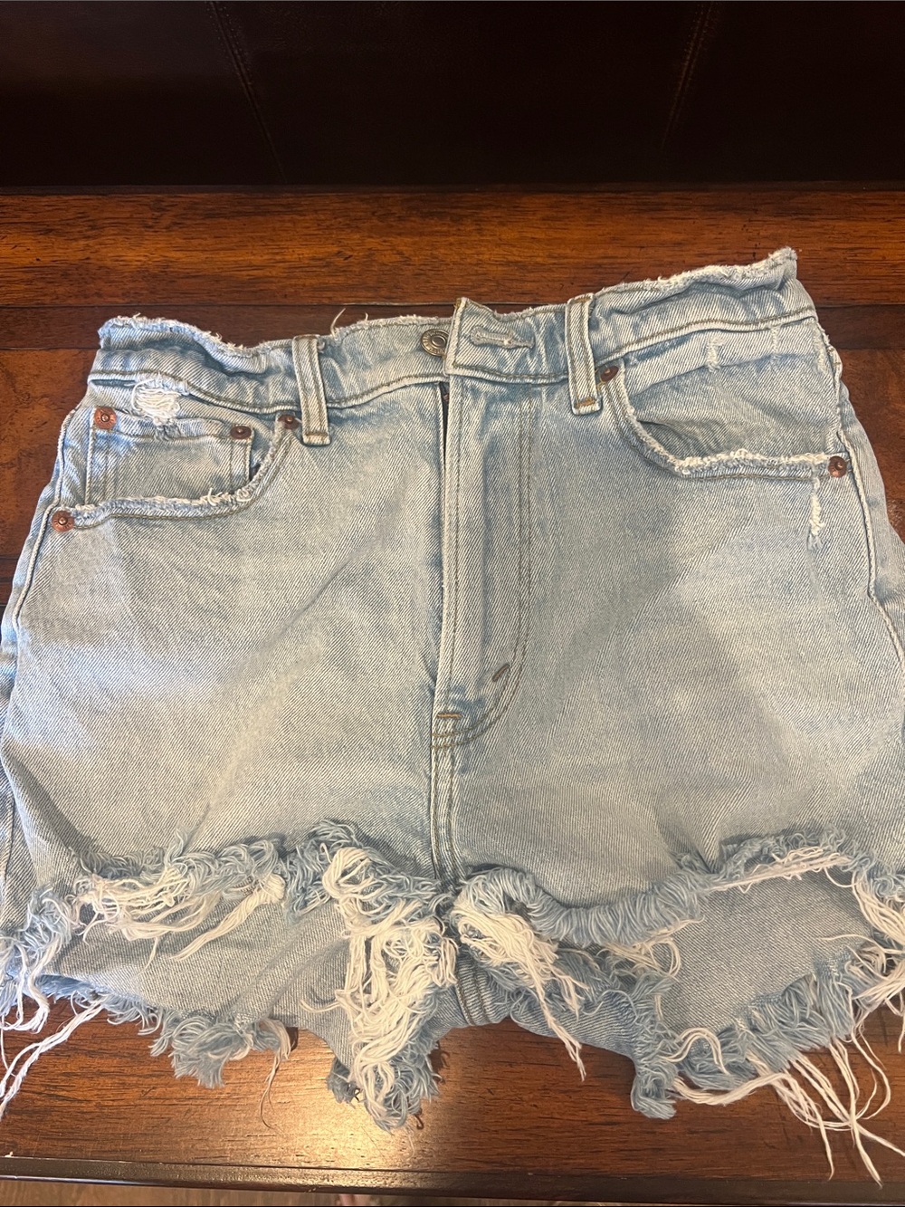 Abercrombie & Fitch Light Blue Frayed Hem Denim Shorts